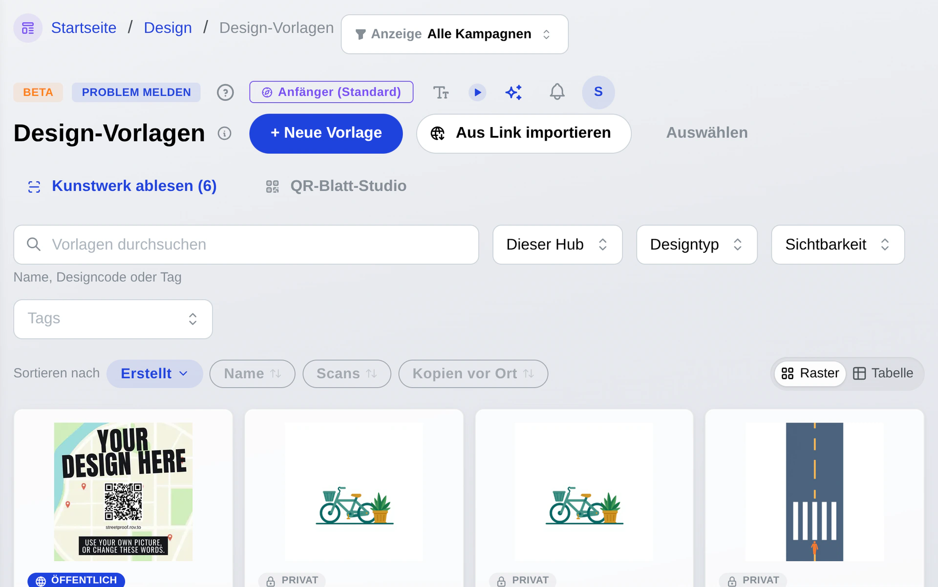 Designvorlagen und QR-Codes in Serie in TraceReach Studio