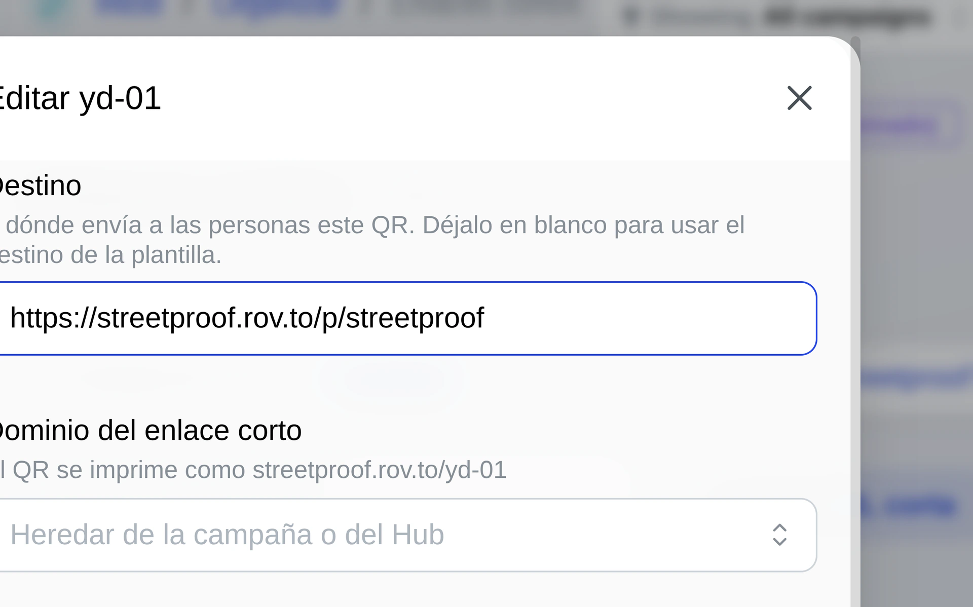 Cambiar el destino de un código en TraceReach Studio: la nueva dirección escrita, la dirección impresa mostrada debajo.