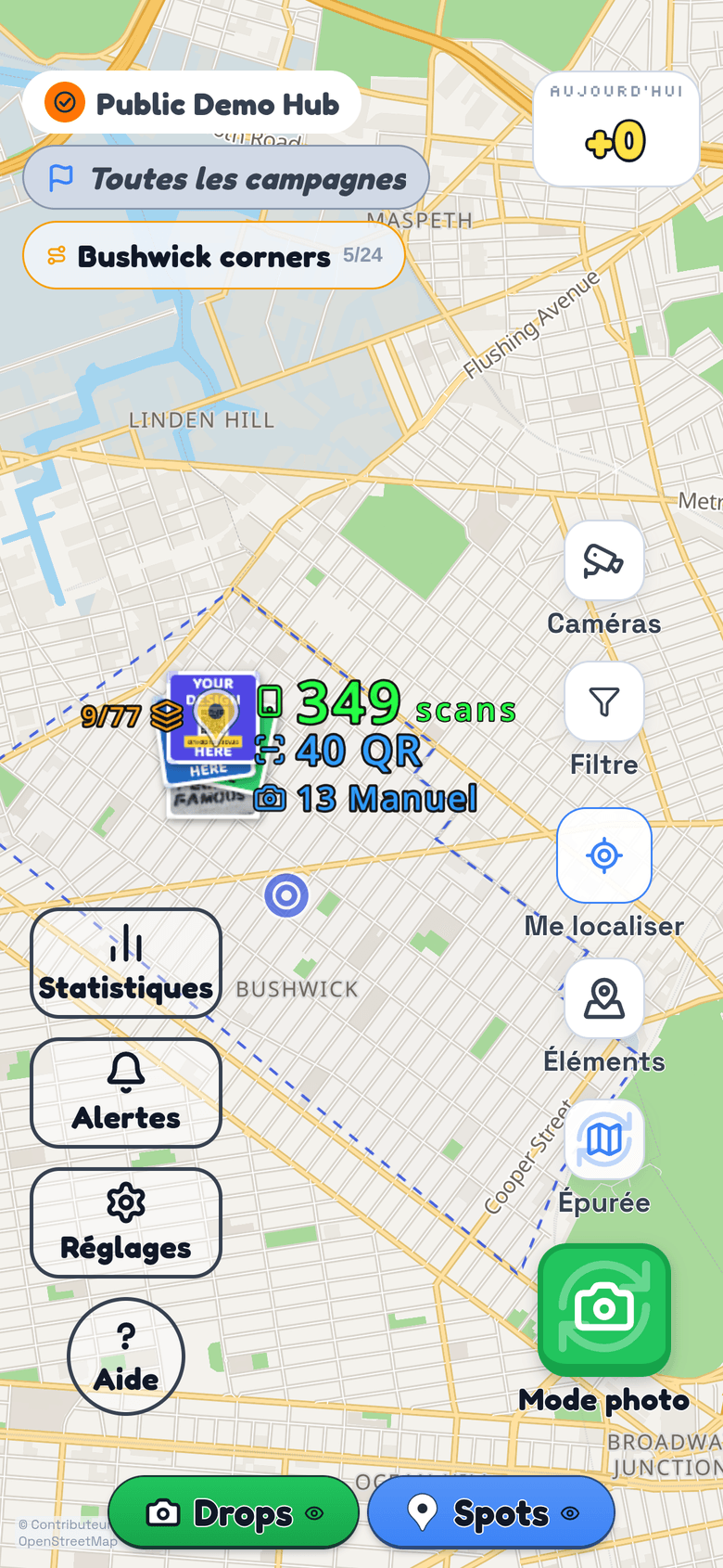 Couverture de la campagne sur la carte en direct