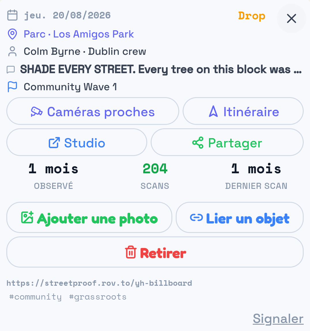 Le dossier du Drop du panneau publicitaire, agrandi