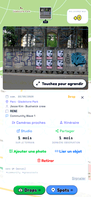 Le Drop du mur d'affiches sur la carte dans TraceReach Drop