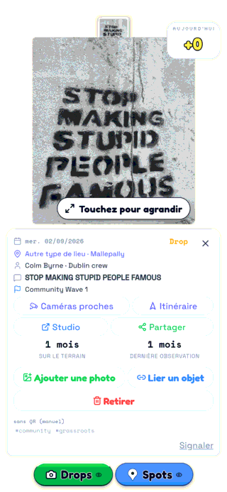 Le Drop du pochoir mural sur la carte de TraceReach Drop