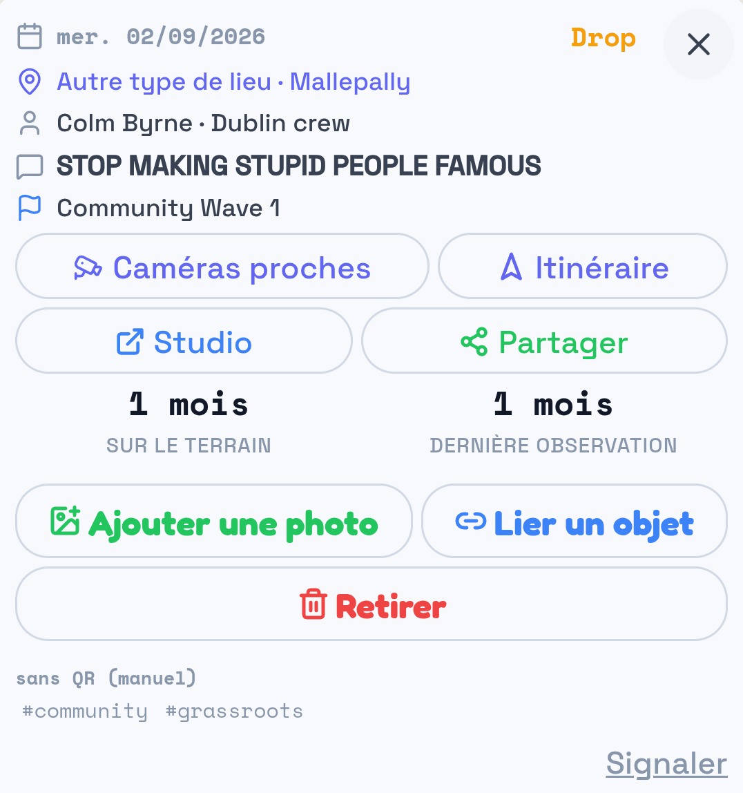 Le dossier du Drop du pochoir mural, agrandi