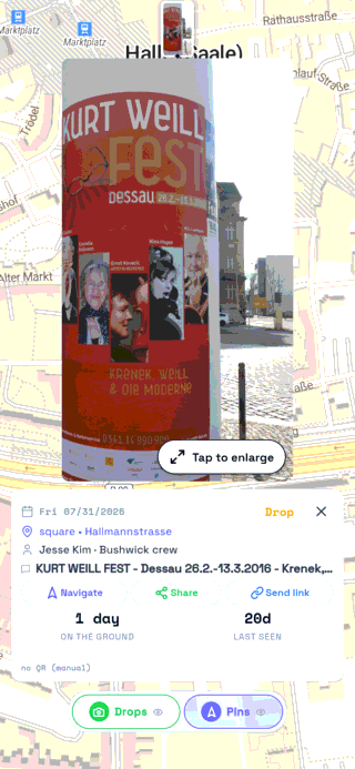 The event column drop on the map in TraceReach Drop