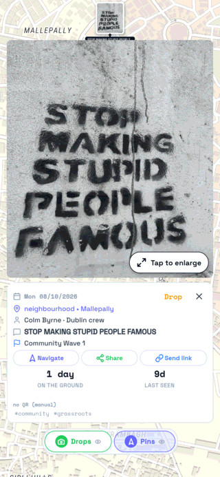 The wall stencil drop on the map in TraceReach Drop