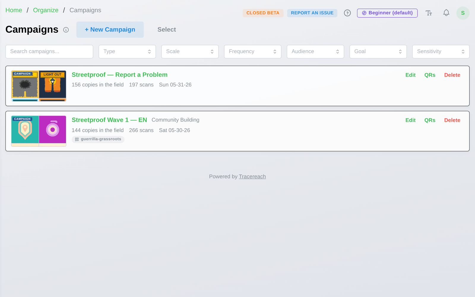 Cross-campaign comparison with location category filters