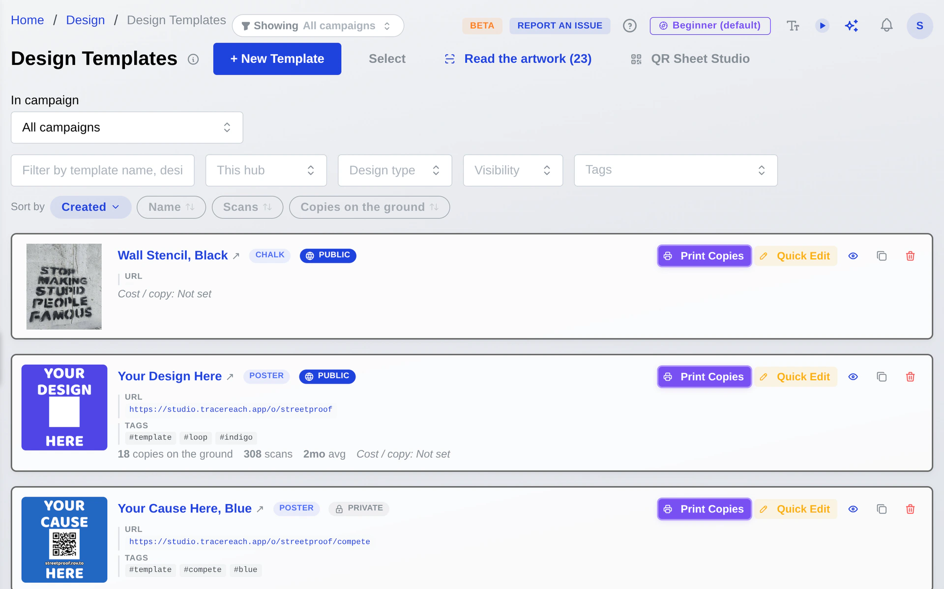 Design templates and batch QR generation in TraceReach Studio